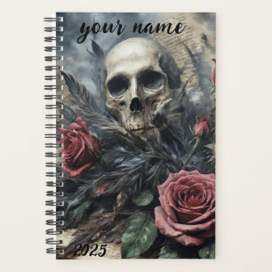 Agenda Personalizable "Calavera gótica y Rosas #2"