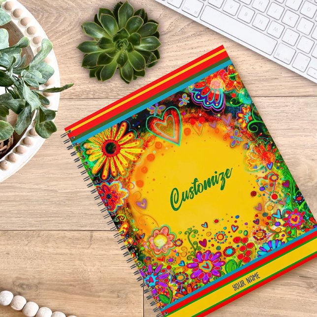 Agenda Personalizable Corazones Florales Nombre Bonito Am (Subido por el creador)