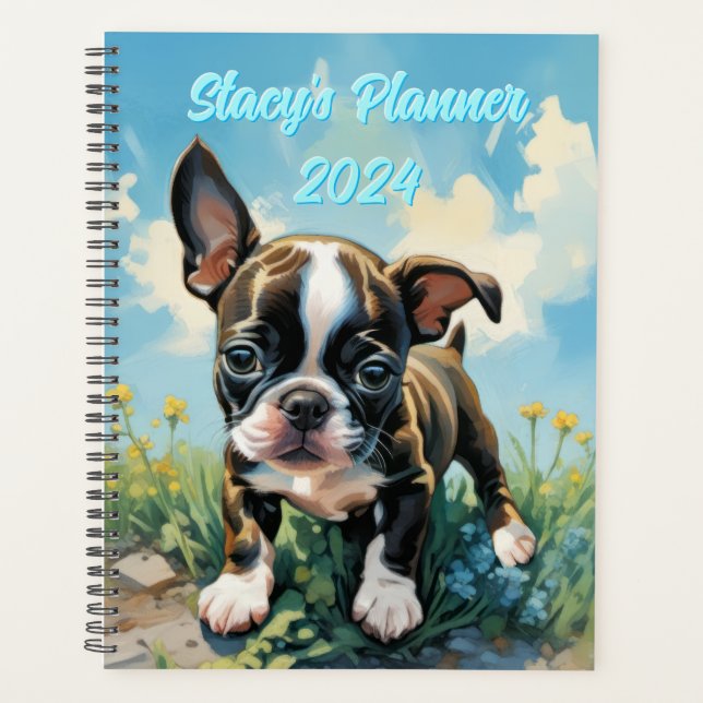 Agenda Personalizable de cubierta dura Boston Terrier 202 (Anverso)