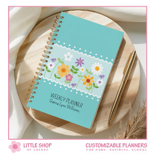 Agenda Personalizable floral azul