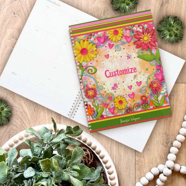 Agenda Personalizable floral divertido, animosidad alegre (Subido por el creador)
