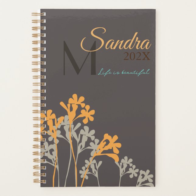 Agenda Personalizable Patrón floral Planner personal Brow (Anverso)