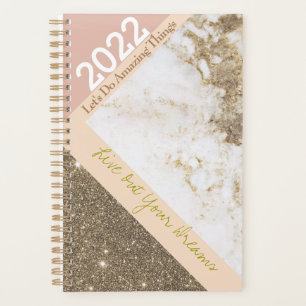 Agenda Personalizable Rosa de moda Oro Rosa Mármol