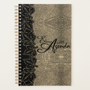 Agenda personalizada con hojas de purpurina