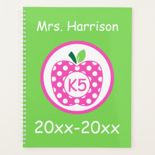Agenda Personalizada la Apple del profesor rosa y verde