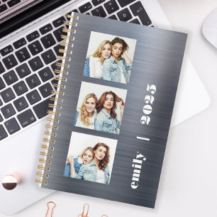Agenda Personalizado 3-Photo Silver Brushed Metalizado 20