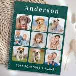 Agenda Personalizado 9 Collage de fotos de moda verde esm<br><div class="desc">planificador del calendario de collage de fotos de los personalizados. Nuestro divertido planificador de fotos tiene 9 fotos para personalizar y nombrar. El diseño está delante y detrás. Personalizar con fotos familiares, fotos de niños favoritos, fotos de mascotas y todas las fotos de tus perros! DERECHOS RESERVADOS © 2020 Judy...</div>
