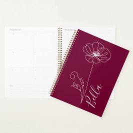 Agenda Personalizado Agosto Poppy Nacimiento Regalo de Fl