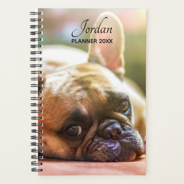 Agenda Personalizado Añadir su nombre de fotos Bulldog fr (Anverso)