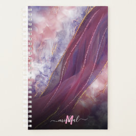 Agenda Personalizado Añadir su nombre y letra morado rosa