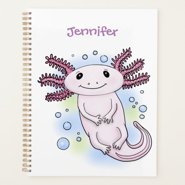 Agenda Personalizado axolotópico rosa adorable (Anverso)