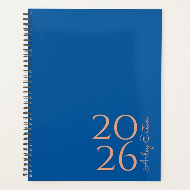 Agenda Personalizado azul real minimalista (Anverso)