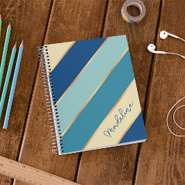 Agenda Personalizado Azul Verde azulado Seafoam Rayas de 