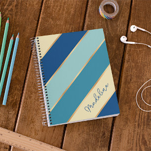 Agenda Personalizado Azul Verde azulado Seafoam Rayas de
