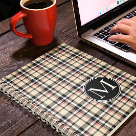 Agenda Personalizado Beige Rojo Negro Cuadrados Blancos P