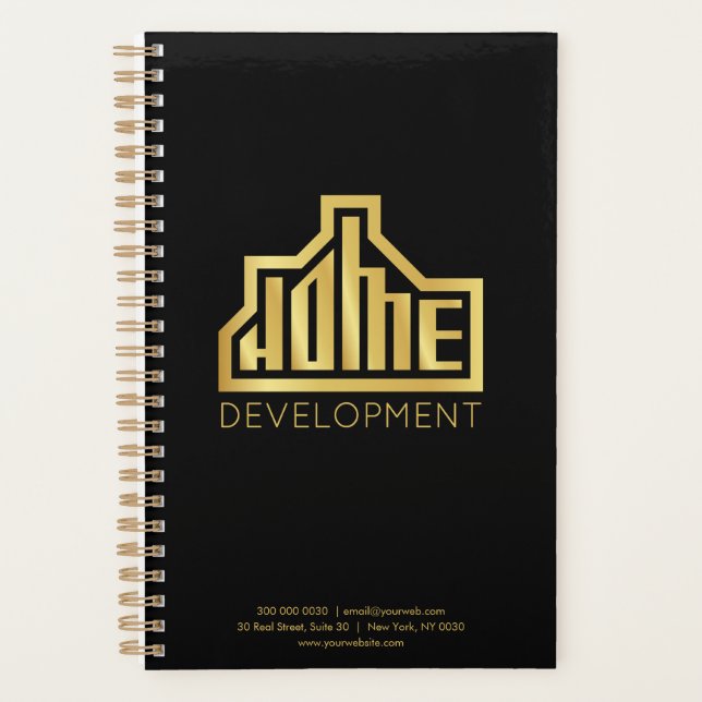 Agenda Personalizado Black & Gold Company Logo Business P (Anverso)