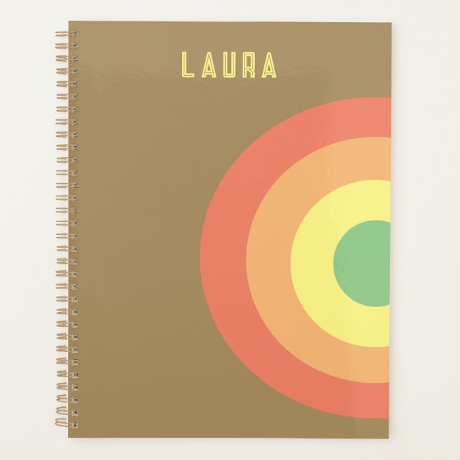 Agenda personalizado blanco arcoiris rosa, mocha marrón (Anverso)