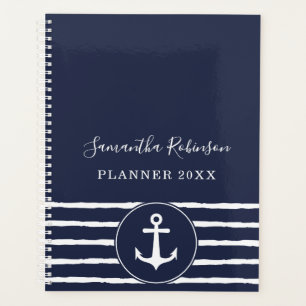 Agenda Personalizado Blanco Azul de la Marina de Ancla Ná
