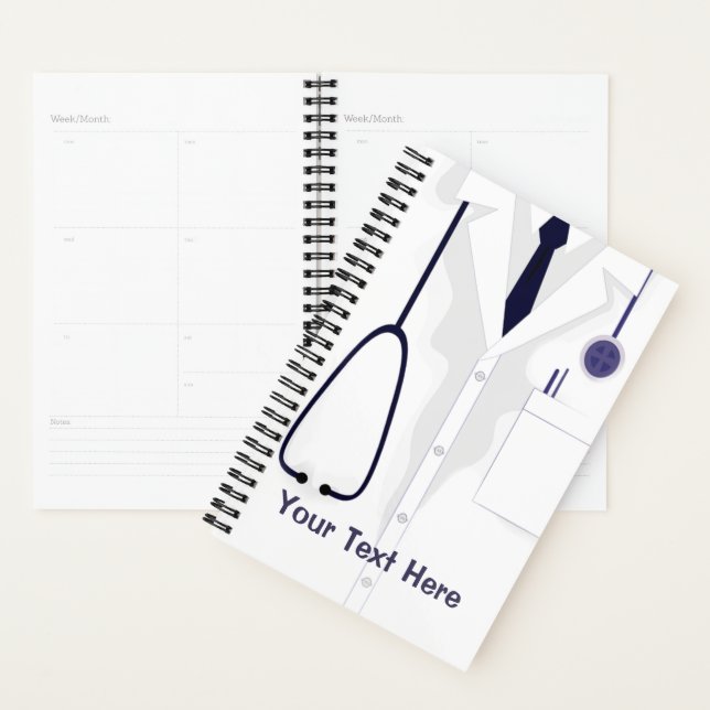 Agenda Personalizado blanco macho de abrigo médico médica (Demostración)
