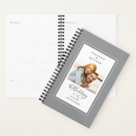 Agenda Personalizado boda Foto Gray White Elegant Script