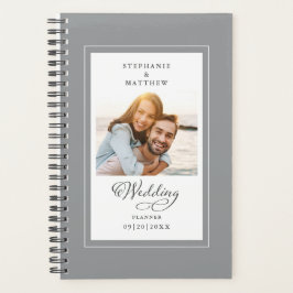 Agenda Personalizado boda Foto Gray White Elegant Script