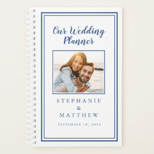 Agenda Personalizado Boda simple azul y blanco