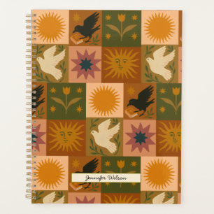 Agenda Personalizado Bohemian Patchwork Celestial místico