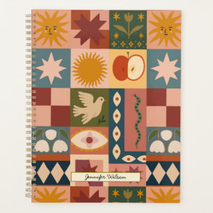 Agenda Personalizado Bohemian Patchwork Celestial místico