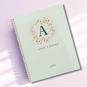 Agenda Personalizado Boho Floral Monograma Verde