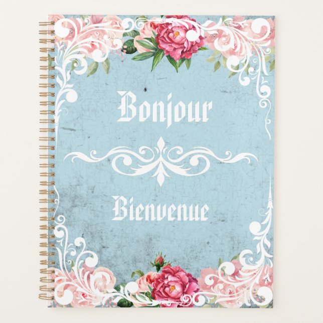 Agenda Personalizado Bonjour Bienvenue Obra de arte román (Anverso)