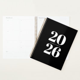Agenda Personalizado Business Planner Black White Organiz