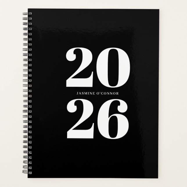 Agenda Personalizado Business Planner Black White Organiz (Anverso)