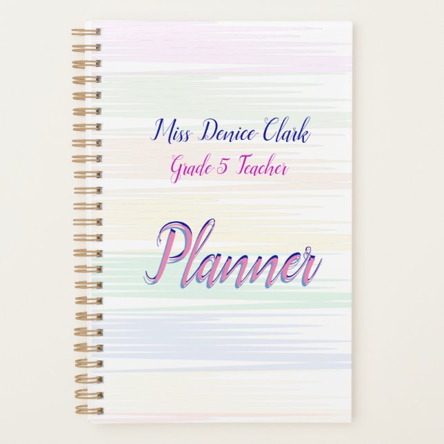 Agenda Personalizado Colorful Watercolor Teachner Planner (Anverso)