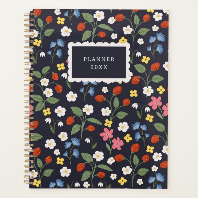 Agenda Personalizado con estampado de fresas silvestres (Anverso)