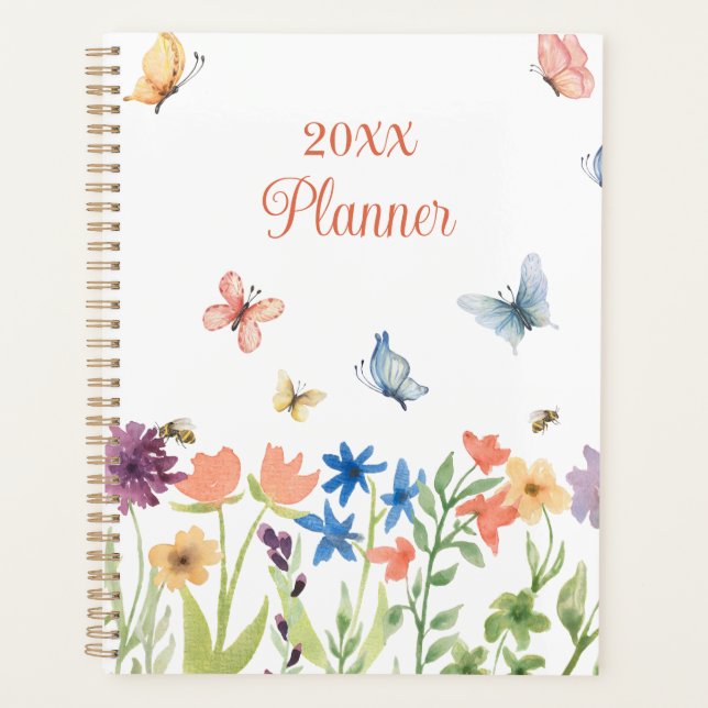 Agenda Personalizado Cute Girly Flores y Mariposas (Anverso)