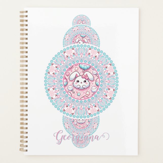 Agenda Personalizado Cute Kawaii Bunny Ornamentala Mandal (Anverso)