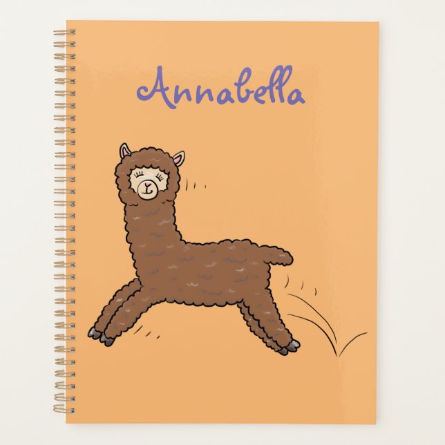 Agenda Personalizado de alpaca marrón feliz (Anverso)