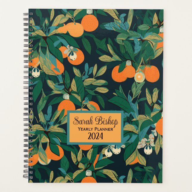 Agenda Personalizado de árbol naranja Anual Planner tapa  (Anverso)