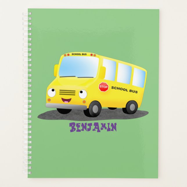 Agenda Personalizado de autobús escolar alegre y amarillo (Anverso)