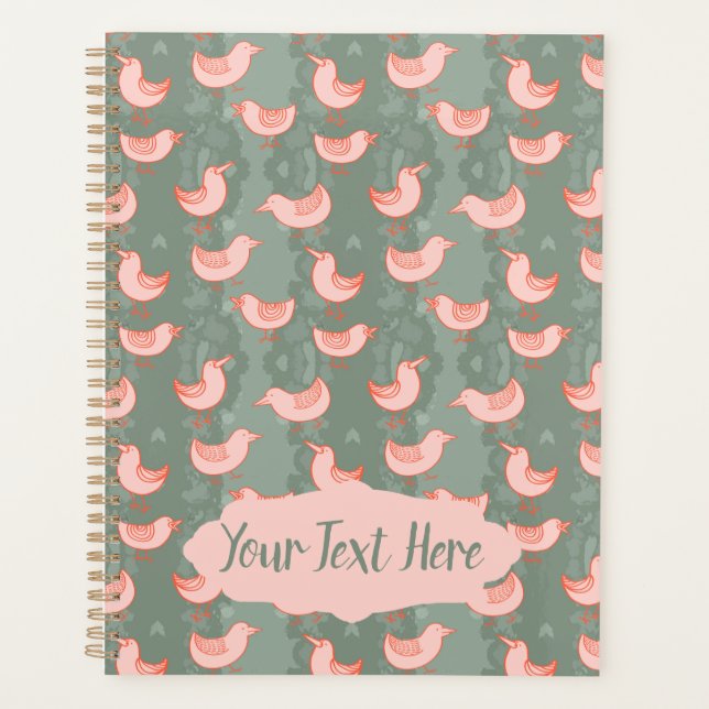 Agenda Personalizado de Aves Goofy Rosadas (Anverso)