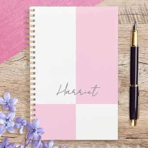 Agenda Personalizado de Bloque de Color Pastel Rosa y Bla
