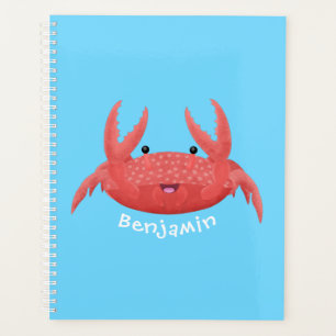 Agenda Personalizado de cangrejo rojo lindo ilustracion