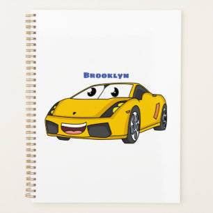 Agenda Personalizado de coche deportivo amarillo alegre