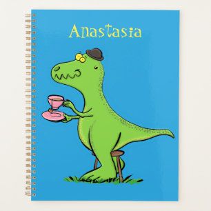 Agenda Personalizado de dinosaurios de color verde gracio