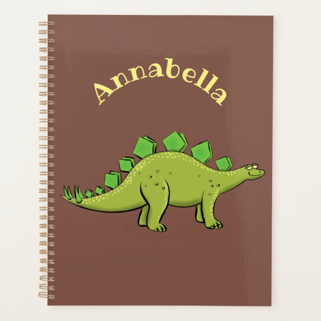 Agenda Personalizado de dinosaurios estegosaurios verdes  (Anverso)