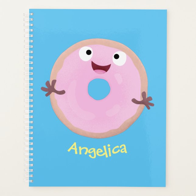 Agenda Personalizado de donut rosa alegre y brillante (Anverso)