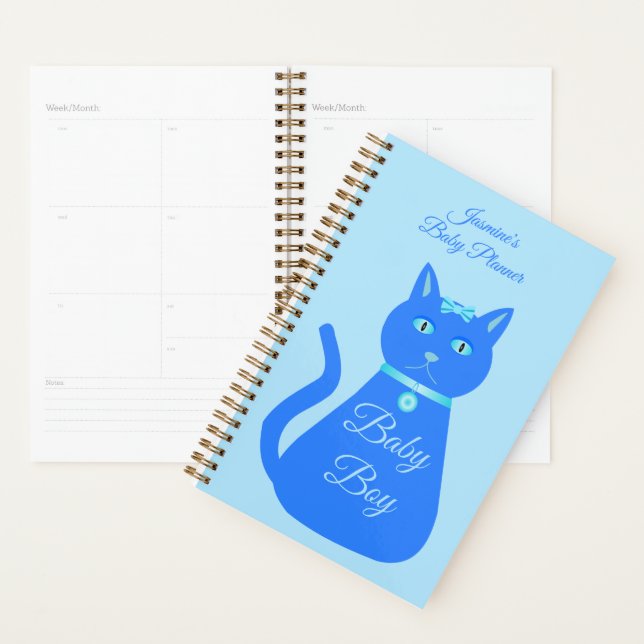 Agenda Personalizado de gato de niño pequeño azul (Demostración)
