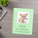 Agenda Personalizado de gato menta de fotos verde<br><div class="desc">Un fondo verde menta. Personalice y añada una foto,  año,  nombre y texto. El nombre está escrito en negro con un gran guión moderno de estilo con letras a mano.</div>