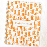 Agenda Personalizado de gato naranja<br><div class="desc">Pequeños y divertidos naranjas de acuarela jengibre gatos. Arte original de Nic Squirrell. Cambie el texto a personalizar.</div>