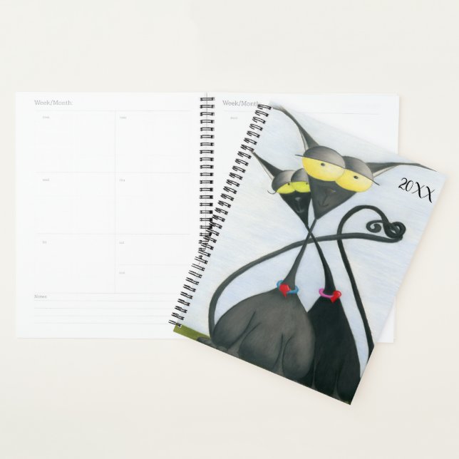 Agenda Personalizado de gato negro y gris (Demostración)